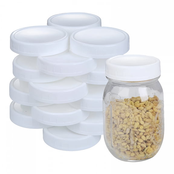 ACDANC 2 Dozen Regular Mouth Lids Mason Jar Lids Plastic Storage Caps for Mason Canning Jars and More Plastic Mason Jar Lids,Standard,Dia 70Mm,White