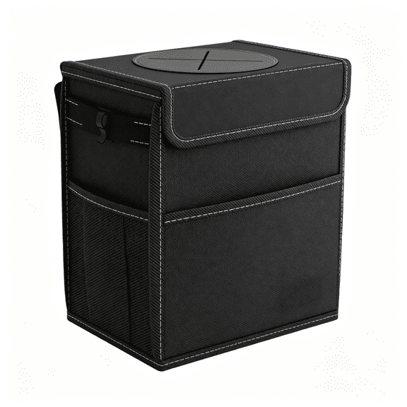 ACDANC 2 Gallon Black Leak-Proof Waterproof Car Trash Can with Lid Car Garbage Can