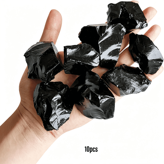 ACDANC 2 Lb Rough Crystals Bulk Raw Black Obsidian Quartz Healing Stones for Tumbling,Wire Wrapping,Wicca Reiki,Meditation and Home Decor Rough Healing Black Obsidian