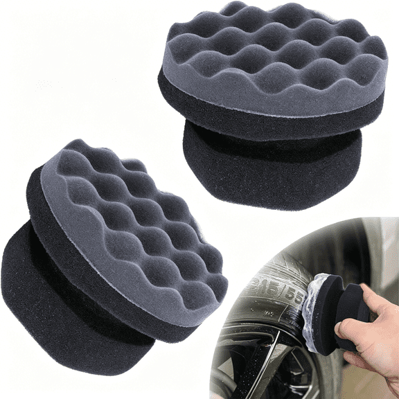 ACDANC 2 PCS Tire Shine Applicator Pad,Hex Grip Tire Dressing Applicator,Reusable Tire Foam Sponge,Tire Shine Brush,Car Detailing Sponge for Rubber Tires,Vinyl & Plastic Trim