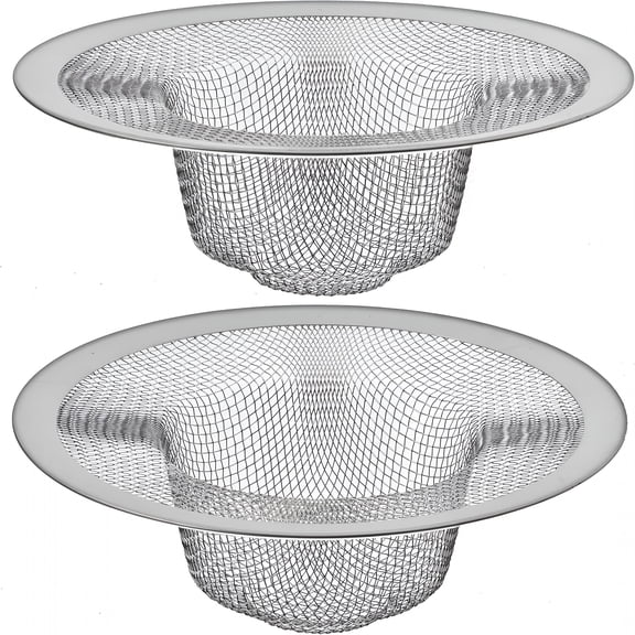 ACDANC 2 Pack - 4.5" Top / 3" Mesh Basket - Kitchen Sink Drain Strainer Stainless Steel Large Food Catcher. Fast Flow and Effective Full Mesh Basket