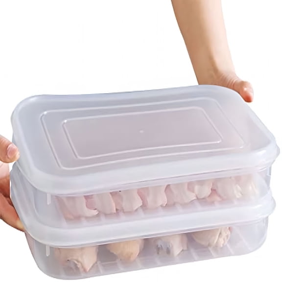 ACDANC 2 Pack/ 4 Pack Plastic Bacon Keeper with Lids Airtight, Deli Meat Cold Cuts Cheese Saver Food Storage Containers for Refrigerators, Freezer, Shallow Low Cookie Holder