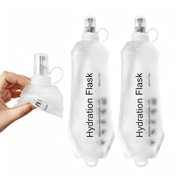 ACDANC 2 Pack 500Ml Soft Flask, Shrink As You Drink Collapsible Water Bottles for Running Vest & Hydration Pack, Bpa-Free Leak-Proof Tpu Folding Bottle for Hiking Cycling Climbing Jogging-White
