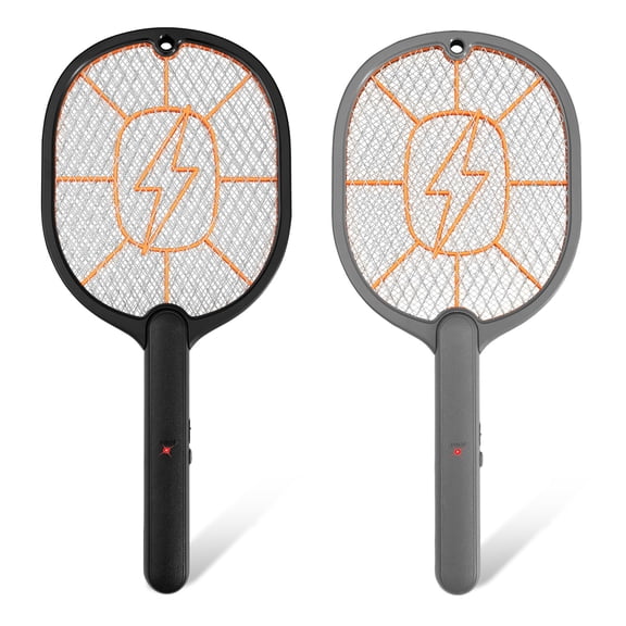 ACDANC 2-Pack Electric Fly Swatter,Black & Gray,AA Battery Operated Bug Zapper Racket for Indoor/Outdoor Use,Mosquito & Fly Killer,Handheld Insect Catcher