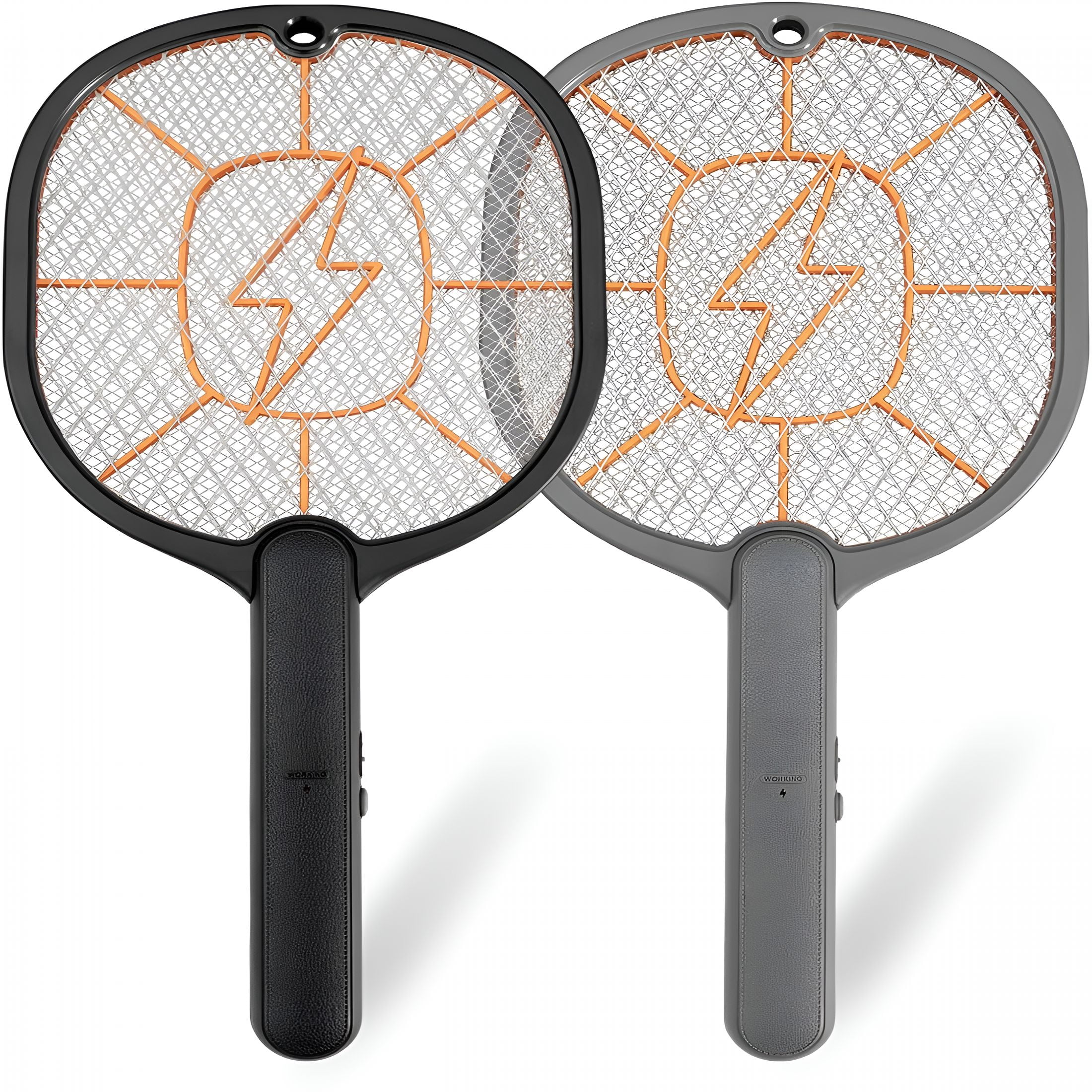ACDANC 2 Pack Electric Fly Swatter – Battery Powered Mosquito & Bug Zapper Racket with Safe Mesh & Wall Mount Design for Indoor and Outdoor Use (Black & Gray)