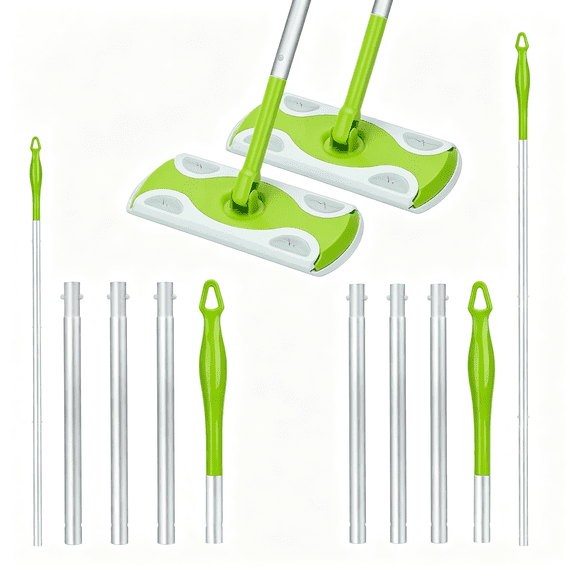 ACDANC 2-Pack Extra Long Detachable Mop Handles, Green, Compatible with Dry & Wet Mops, Easy to Install & Replace, Durable Mopping Stick