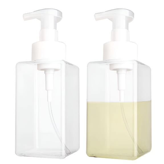 ACDANC 2 Pack Foaming Soap Dispenser 15Oz Refillable Foam Liquid Hand Soap Empty Plastic Pump Bottle Container - Clear 450Ml