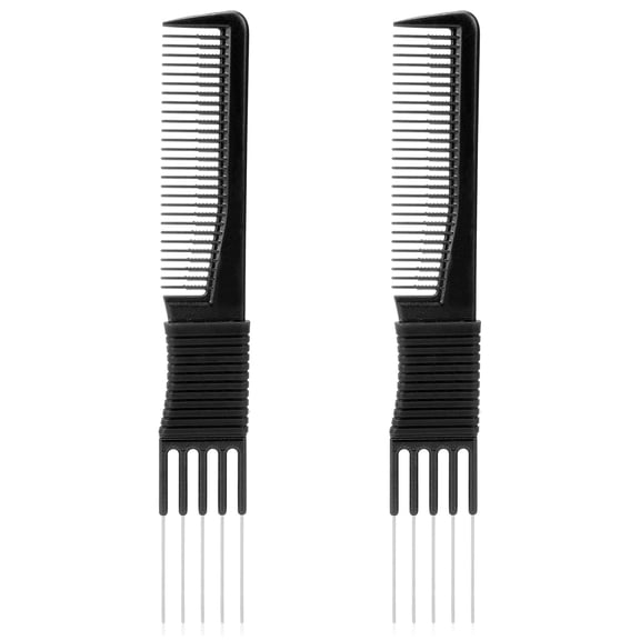 ACDANC 2 Pack Hair Teasing Comb with Metal Pick, Black Styling Comb for Lifting & Fluffing, Backcombing Hair Tool