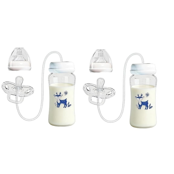 ACDANC 2 Pack Hands Free Baby Bottle, 300ML Silicone Pacifier
