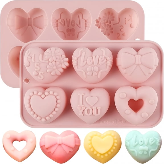 ACDANC 2026 New 2-Pack Heart Silicone Mold for Chocolates,6-Cavity Silicone Heart Chocolate Mold,Nonstick Heart Shaped Silicone Mold for Cupcakes,Candy,Jelly,Ice Cubes,Muffins (2.06" (2Pcs))