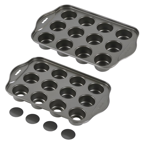 ACDANC 2 Pack Mini Muffin Cheesecake Pan with Removable Bottom,12 Cavity Nonstick Cupcake Pan Mini Cheesecake Pans