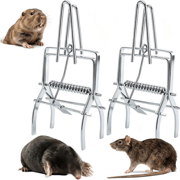 ACDANC 2 Pack Mole Traps,Reusable Easy-Set Mechanical Trap for Lawns,Gardens and Farmland Reusable Mole Traps