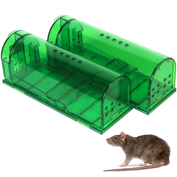 ACDANC 2-Pack Mouse Trap Humane Catch and Release Trap for Indoor & Outdoor,Reusable Plastic Rodent Trap with Sensitive Trigger,Safe for Kids and Pets