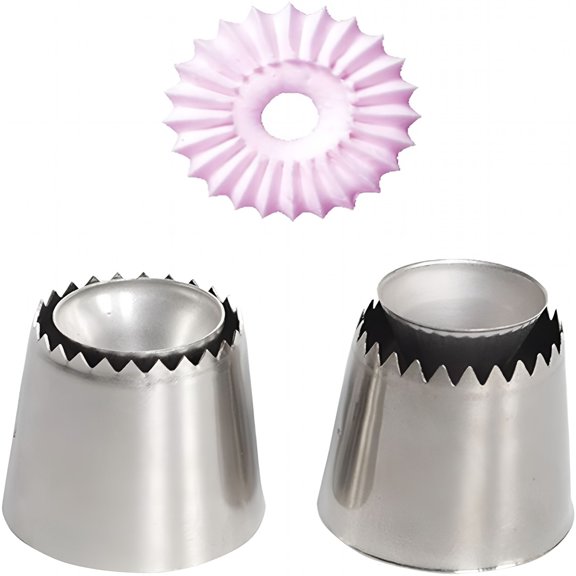 ACDANC 2 Pack Russian Piping Tips Set, 304 Stainless Steel Sultan Nozzle for Cake Decorating, Baking Ring and Cookie Mold Kit for Cupcakes and Pastries