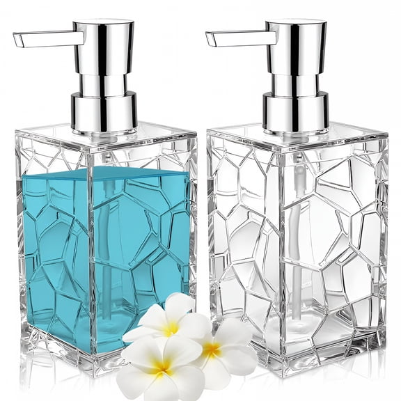 ACDANC 2 Pack Rust Proof Clear Soap Dispenser, Acrylic Plastic Hand Soap Lotion Dispenser Set for Bathroom Decor, Kitchen, College Dorm