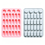 ACDANC 2 Pack Silicone Pill Mold, Blue and Pink Pill Mold Trays for Making Pills Shape Treats, Capsule Shaped Candy Mold, Pill Shaped Silicone Mold for Chocolate, Gummies, Candy and Ice Cubes