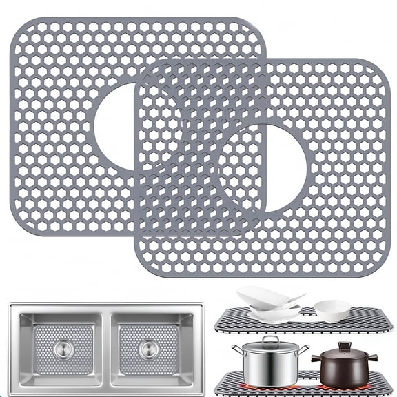 ACDANC 2 Pack Silicone Sink Protector for Kitchen,Kitchen Sink Mats Accessory Cuttable Folding Non-slip Sink Mat for Bottom Stainless Steel Porcelain Sink