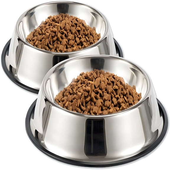 ACDANC 2 Pack Stainless Steel Dog Bowls,Dog Dishes 8oz/ 12oz/ 18oz/ 28oz/ 48oz,Cat Bowl Water and Food Bowl with Non-slip Rubber Base,for Small/Medium/Large Dogs,Cats,Puppy Rabbit and Kitten