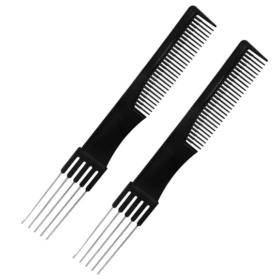 ACDANC 2 Pack Teasing Combs with Metal Pick Tail, Professional Hair Styling Rat Tail Combs for Backcombing, Updos, Braiding, and Salon Sectioning Tools