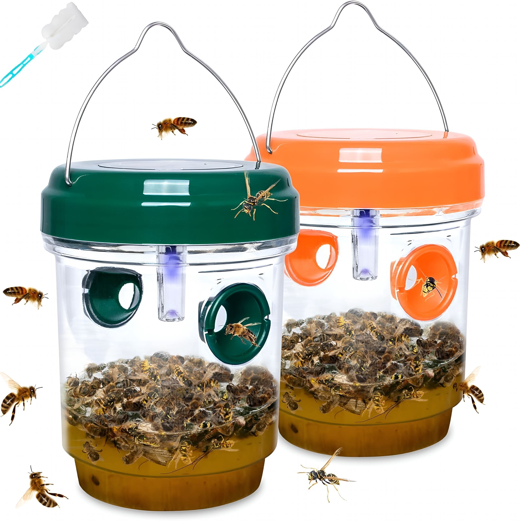 ACDANC 2 Pack Wasp Traps Outdoor Hanging Carpenter Bee Trap for Hornet, Yellow Jacket, Wasps, Reusable Solar Wasp Catcher, Bee Catchers for Outside