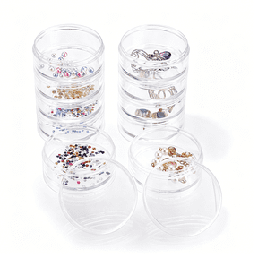 ACDANC 2 Packs 5 Slot Clear Plastic Round Storage Jars-Art Craft Accessory Organizer Box Jewelry Beads Sewing Pills Container Holder for Storage Small Items,Hardware