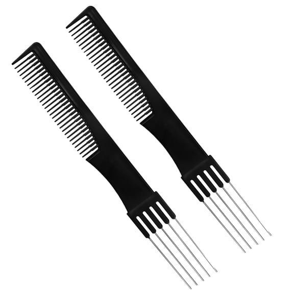 ACDANC 2 Packs Teasing Comb with Metal Pick Combs for Women Hair Pick Comb for Hair Styling(Black)