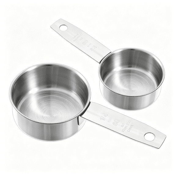 ACDANC 2 Pcs 1/4 Cup Stainless Steel Measuring Cup,60 ml 2 oz Stainless Steel Measuring Cups Metal Coffee Scoop Cat Food Scoops for Wet and Dry Ingredients Cooking Baking Kitchen,Dishwasher Safe