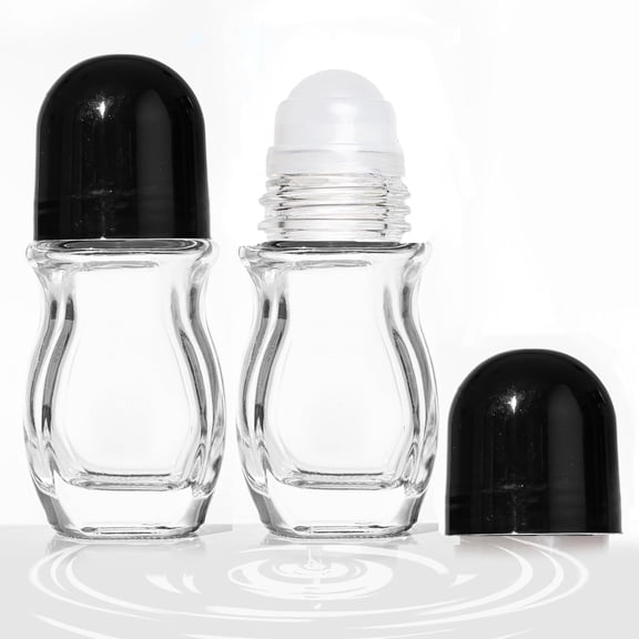 ACDANC 2 Pcs 30Ml Glass Roll on Bottles-Empty Refillable Rollerball Containers for Diy Deodorant,Essential Oils,Perfume&Skincare Making