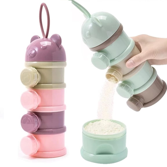 ACDANC 2 Pcs 4-Layer Baby Milk Powder Dispenser,Stackable Formula Container for Travel,Portable Snack Storage Box Formula Dispenser on the Go
