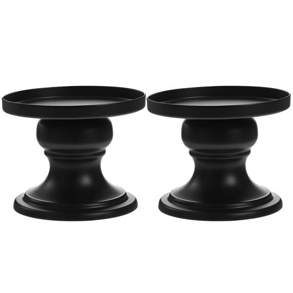 ACDANC 2 Pcs Black Metal Candle Holders Pillar Candle Holders Candlestick Candle Holders for Home