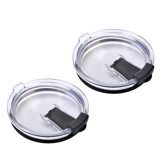 ACDANC 2 Pcs Black Replacement Tumbler Lids, Leak Resistant Coffee Mug Cover, Plastic Thermal Heat Cap for Travel and Daily Use