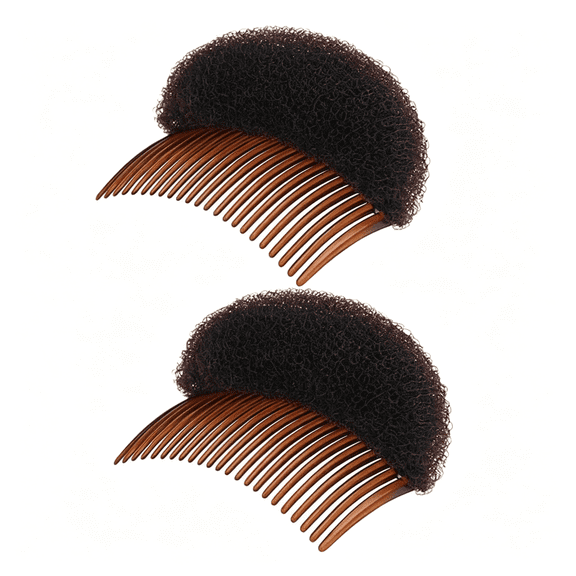 ACDANC 2 Pcs Brown Women Soft Sponge Foam Hair, Base Inserts Bump Up Hair Pads Styling Stick Bun Maker Braid Tool Barrettes, Clip Hair Comb Braid Tool Styling Accessories Crown Shapers
