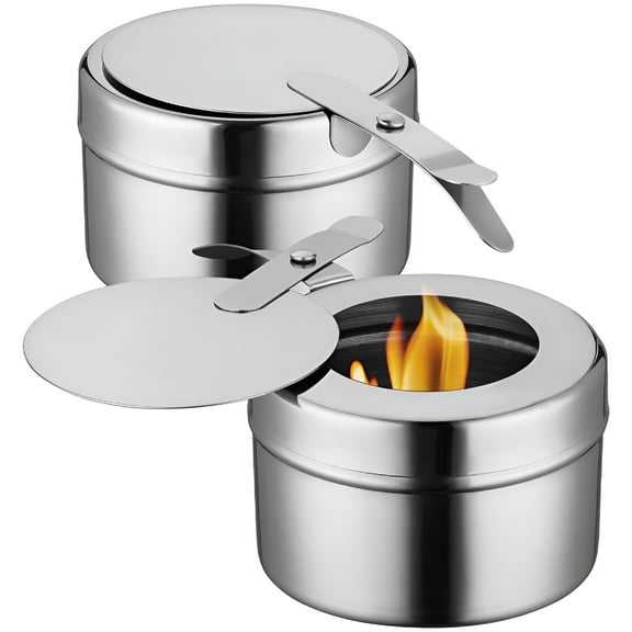 ACDANC 2 Pcs Chafing Dish Fuel Cans Heater Chafer Canned Holders Buffet Warmers Chafers with Lid Silver