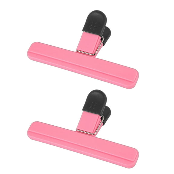 ACDANC 2 Pcs Chip Clips,Secure Anti-Slip Grip and Elastic Spring Binder Clips,Ergonomic Rubber Handles Bag Clips for Food,Pink