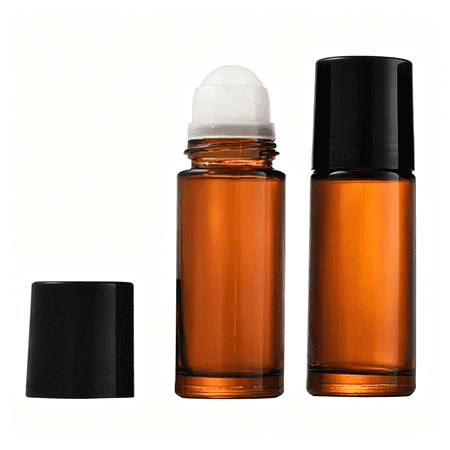 ACDANC 2 Pcs 30ml Amber Glass Roller Bottles, Refillable Empty Essential Oil Roll-On Vials with Funnel, Leak-Proof Cosmetic Containers for Perfume, DIY Blends, and Aromatherapy