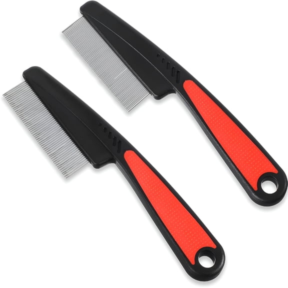 ACDANC 2 Pcs Dandruff Comb, Stainless Steel Fine Tooth Lice/Flea Comb, Psoriasis Comb, Scalp Oil Buildup Removal Wide Hollow Tooth Button Hairbrush, Professional Dandruff Combs Grooming Tool