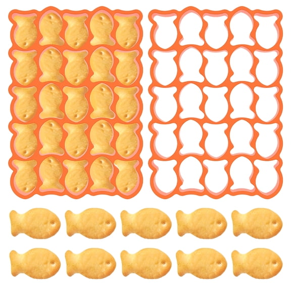 ACDANC 2 Pcs Goldfish Cracker Cutter,Plastic Mini Fish Cookie Cutter Cute Cracker Cutters Goldfish Shaped Biscuit Baking for Sugar Chocolate Creative Cookie Making (25 Fishes)
