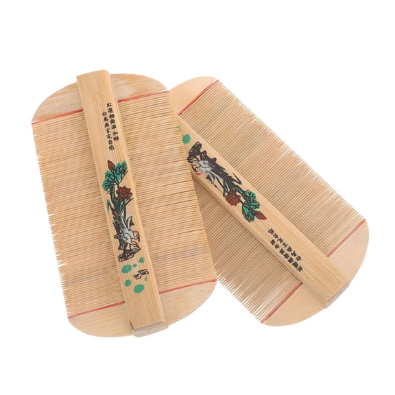 ACDANC 2 Pcs Lice Bamboo Grate Comb Encrypted Children'S Double-Sided to Remove Dandruff 2Pcs (Random Pattern) Tooth for Hair