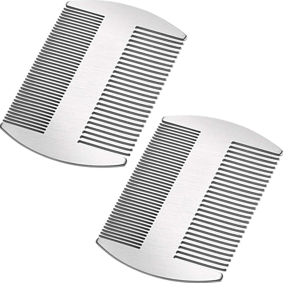 ACDANC 2 Pcs Metal Hair Combs for Women Men Stainless Steel Beard Mustache Comb Credit Card Size Lice Wallet Pocket Fine Cutting Teasing Barber Hair Styling Dandruff Remove Dreadlock(Silver)
