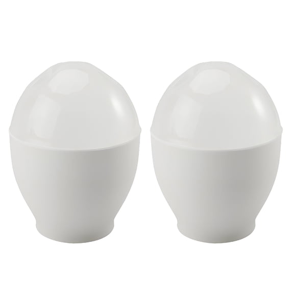 ACDANC 2 Pcs Microwave Egg Poacher, Mini Steamed Bowl for Breakfast, Microwave Safe Egg Cooker Cups, Non Stick Steaming Dish for Home Kitchen, White