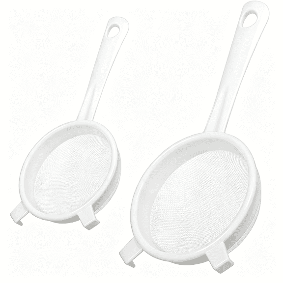 ACDANC 2 Pcs Plastic Strainer for Kefir Grains,Double Ear Plastic Fine Mesh Strainer Set with Handle,Nylon Plastic Mesh Strainer for Kefir,Kitchen Sieve for Baking Tea Milk and Food