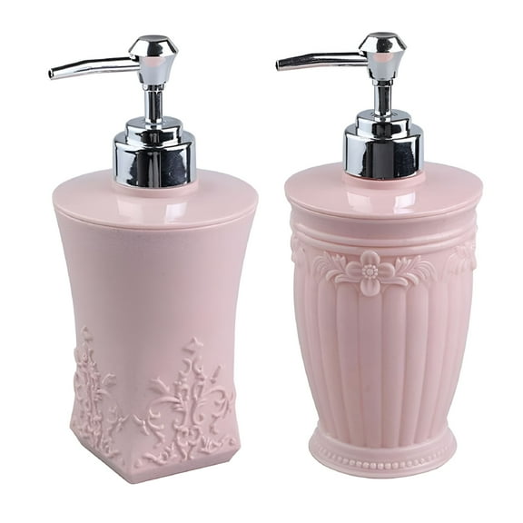 ACDANC 2 Pcs Pump Soap Dispenser Bathroom and Kitchen Decor European Style Pink 400ML