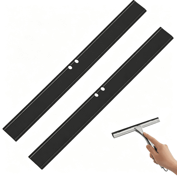 ACDANC 2 Pcs Rubber Squeegee Replacement Blades,Black Squeegee Replacement Rubber 10" Standard Shower Glass Doors Squeegees Replacements Squeegees Silicone Accessory,Black