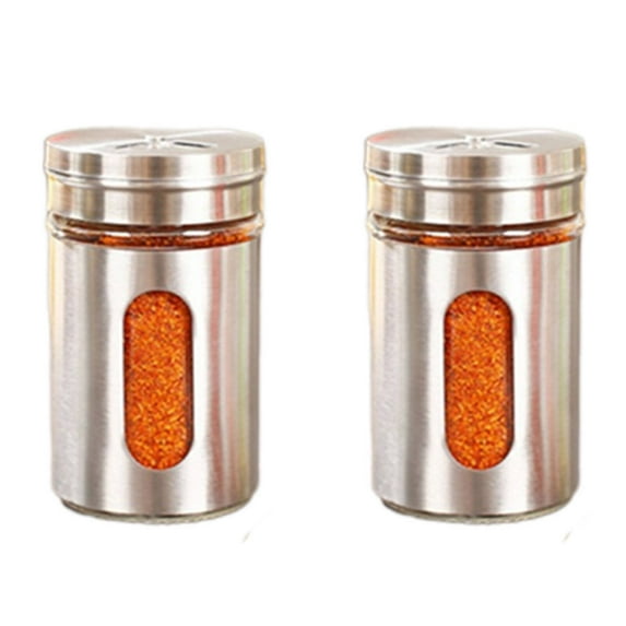 ACDANC 2 Pcs Salt and Pepper Shakers,Multiple Color Options to Match Any Decor Salt and Pepper Shakers Set,Three-Hole Powder Dispensing Salt Shaker,Silver