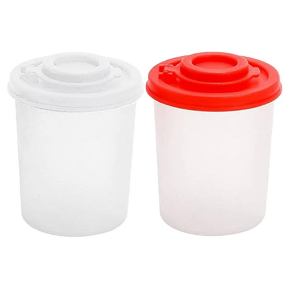 ACDANC 2 Pcs Salt and Pepper Shakers,Adjustable Settings Salt and Pepper Shakers Set,Fine Coarse Control Custom Grind Spice Jar,M,White&Red