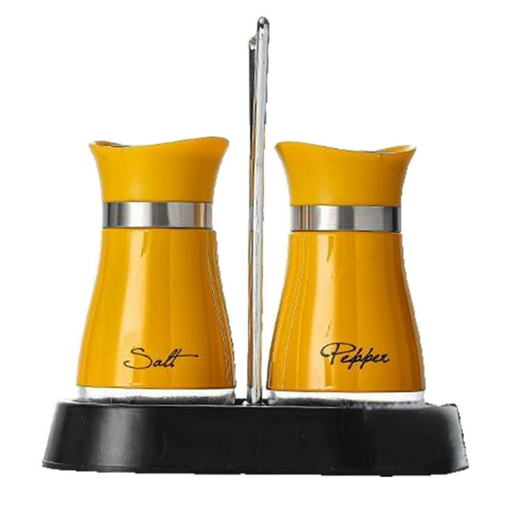 ACDANC 2 Pcs Salt and Pepper Shakers,Even Distribution Salt and Pepper for Maximum Flavor Control,Dual-Layer Stainless Steel and Glass Salt and Pepper Shaker,Yellow
