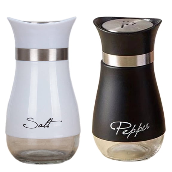 ACDANC 2 Pcs Salt and Pepper Shakers,Elegant Design Spice Shaker,Clean Look Stylish Jar Sugar Shaker,Black&White