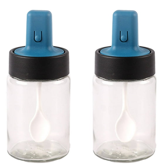 ACDANC 2 Pcs Salt and Pepper Shakers,Freshness Seal Sugar Shaker,Moisture Protection Safe Storage Spice Shaker,Blue