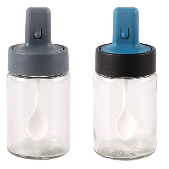 ACDANC 2 Pcs Salt and Pepper Shakers,No-Waste Dispensing Sugar Shaker,Even Grind Smooth Control Salt and Pepper Shakers Set,Blue&Gray