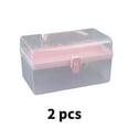 thumbnail image 1 of ACDANC 2 Pcs Storage Totes,Transparent Plastic Storage Containers with Lids,Portable Double Deck Storage Bins,Pink, 1 of 4